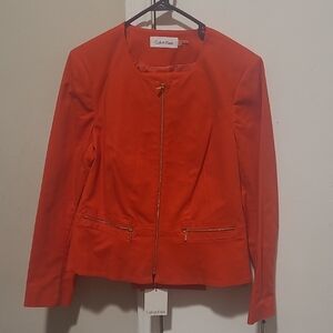 Calvin Klein Women's Orange Zippered Jacket